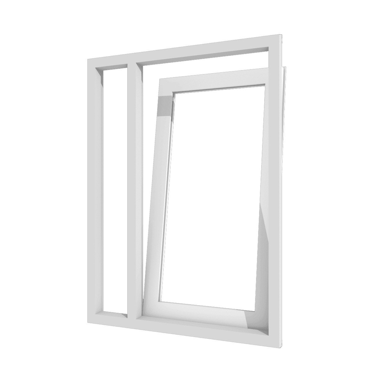 Draaikiepdeur (rechts) en vast raam | 2 vakken | pvc